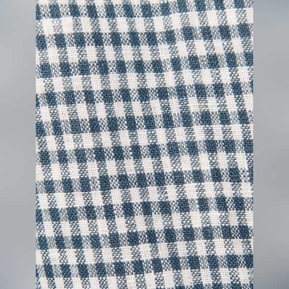 NEW Reformation Balia Midi Linen Dress Slate Check Plaid Navy White | US 6 UK 10 - Picture 16 of 16
